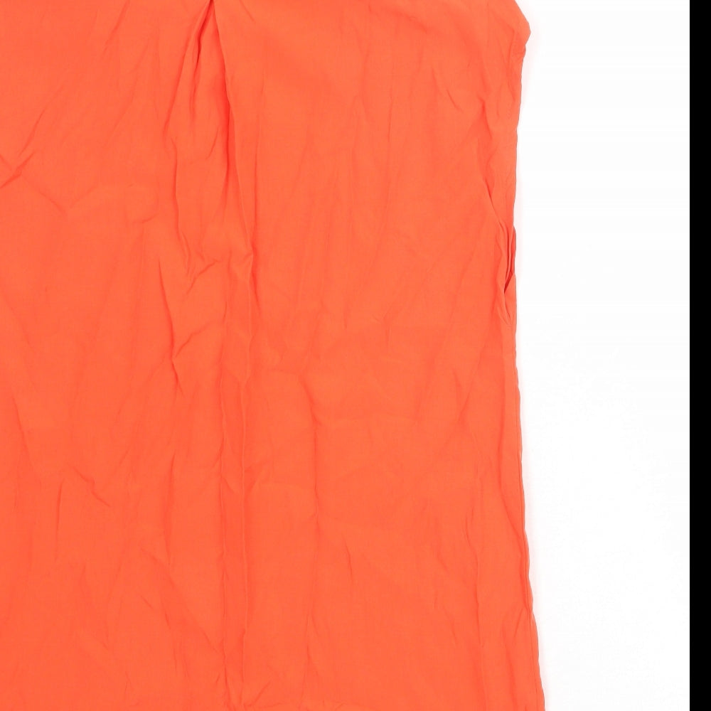Mango Womens Orange Polyester Basic Button-Up Size 6 Collared