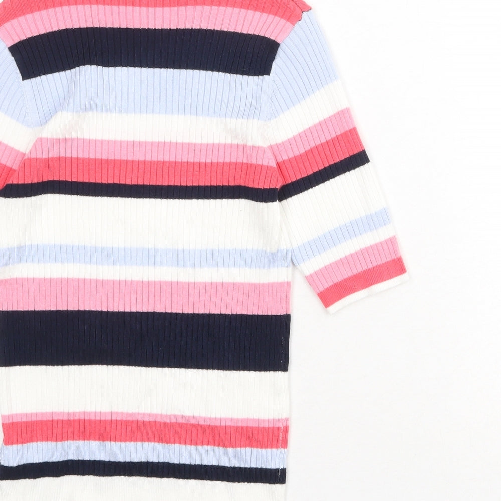 Marks & Spencer Womens Multicoloured Round Neck Striped Viscose Pullover Jumper Size 8