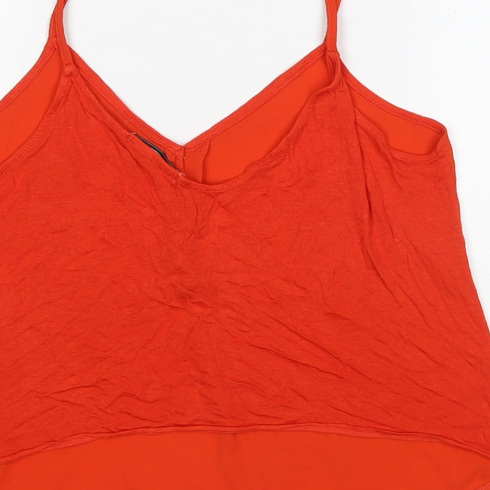 TALLY WEiJL Womens Red Polyester Basic Tank Size M V-Neck
