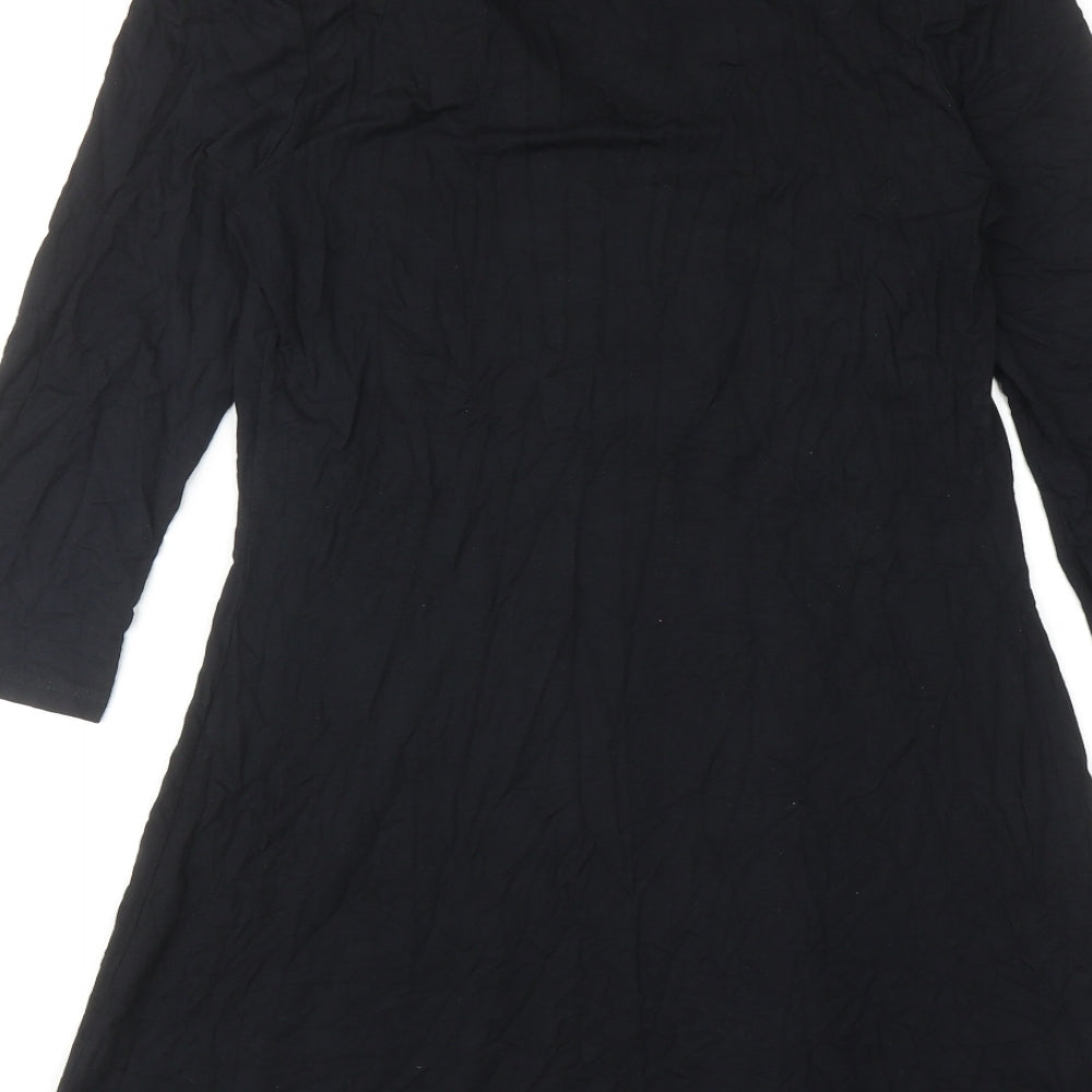 Julien Macdonald Womens Black Viscose A-Line Size 12 V-Neck Pullover