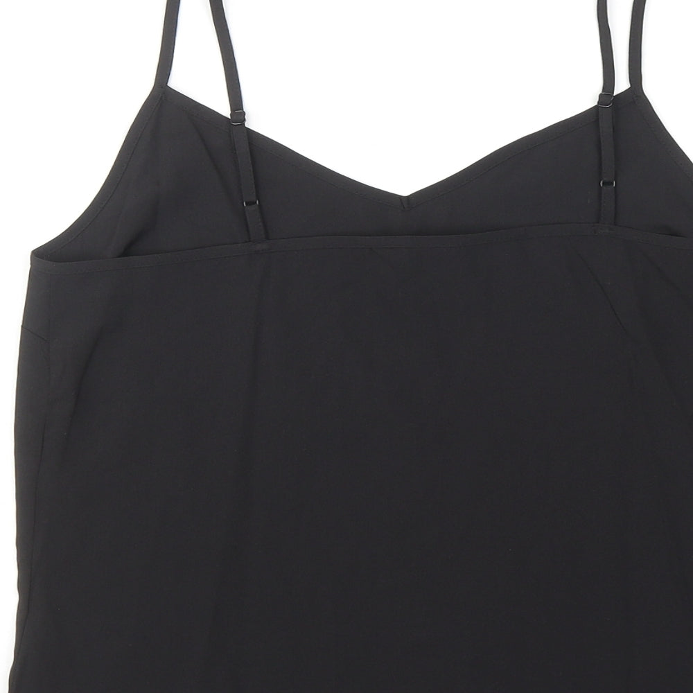 Marks & Spencer Womens Black Polyester Basic Tank Size 10 V-Neck
