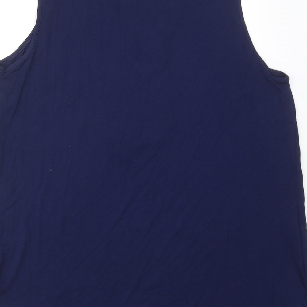 Classic Womens Blue Polyester Basic Blouse Size 12 V-Neck