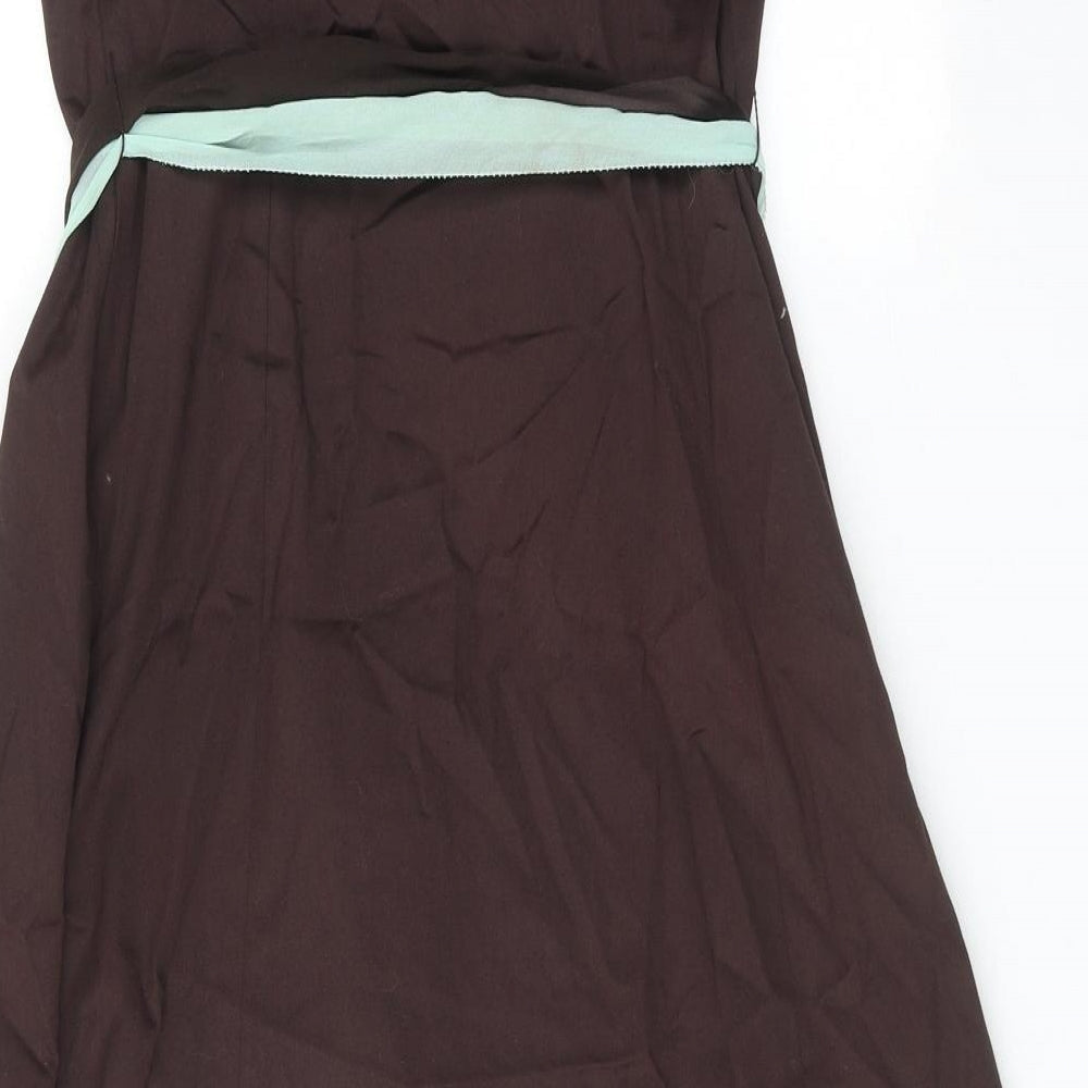 Coast Womens Brown Polyester A-Line Size 12 Off the Shoulder Zip