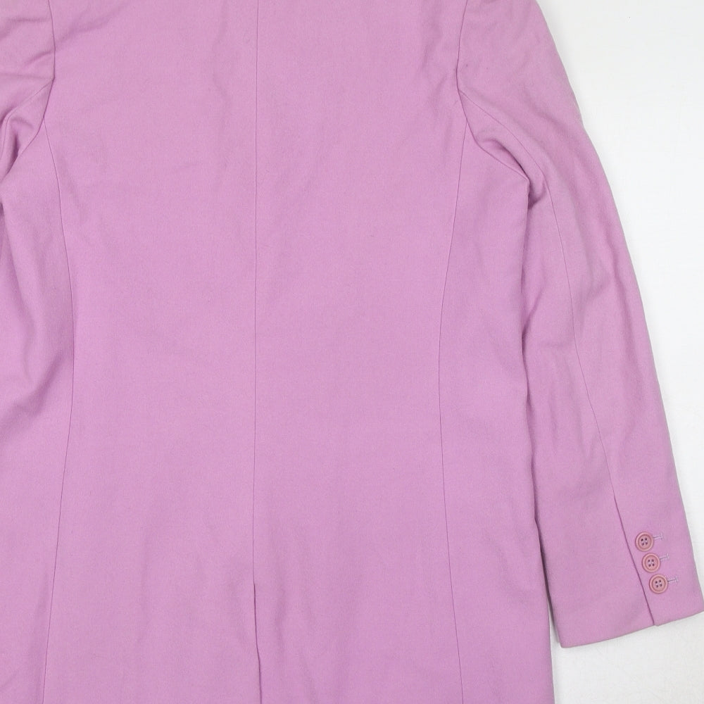 Theory Womens Purple Overcoat Coat Size L Button