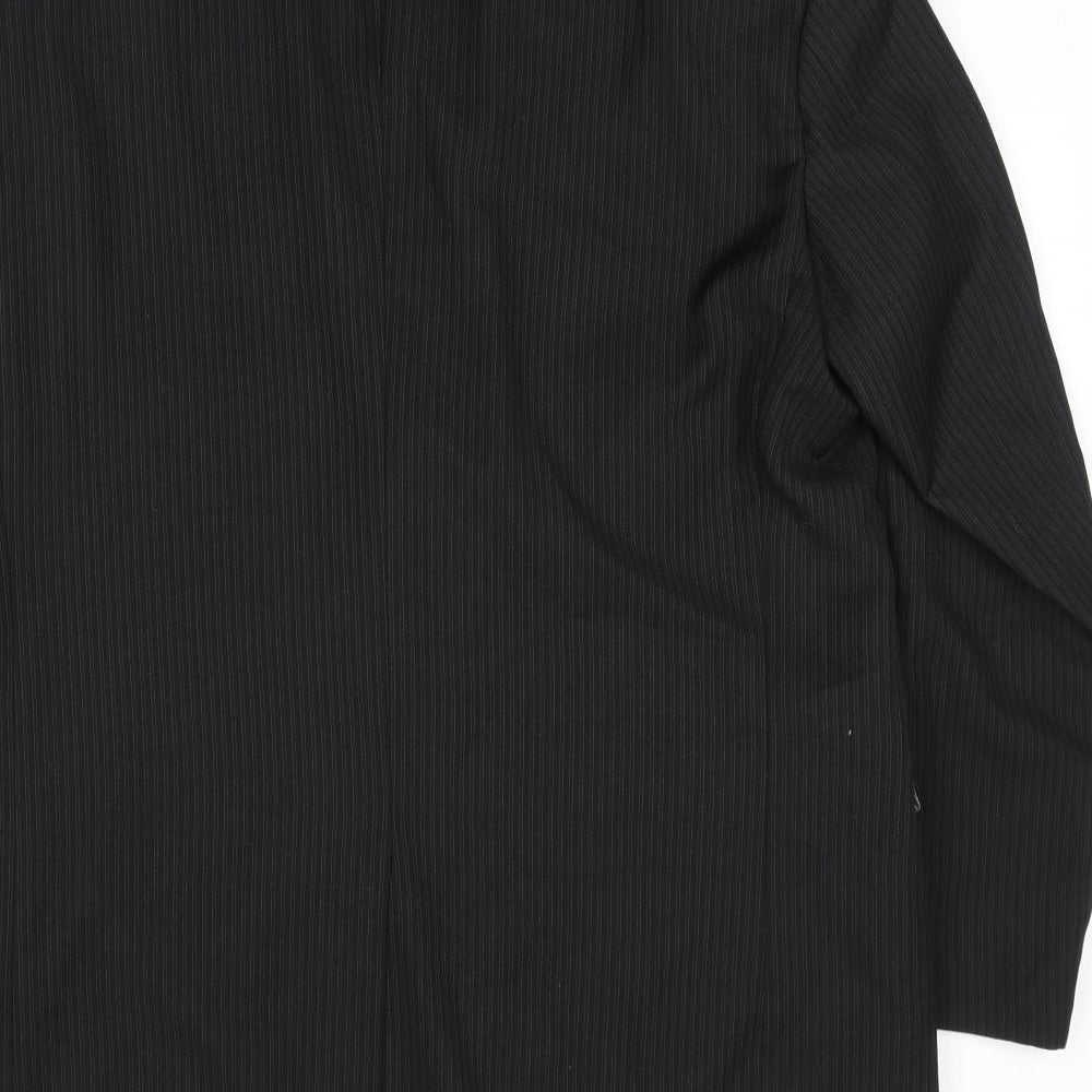 Skopes Mens Black Striped Polyester Jacket Suit Jacket Size 46 Regular - Shoulder Pads