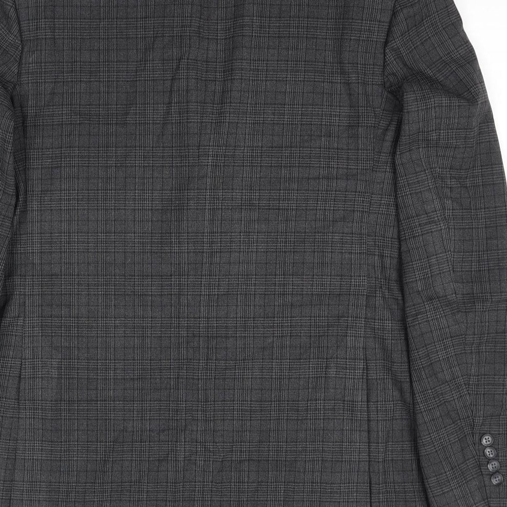 Marks & Spencer Mens Grey Plaid Polyester Jacket Suit Jacket Size 42 Regular