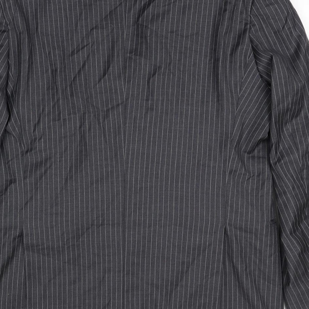 Savoy Taylors Guild Mens Grey Striped Wool Jacket Suit Jacket Size 50 Regular