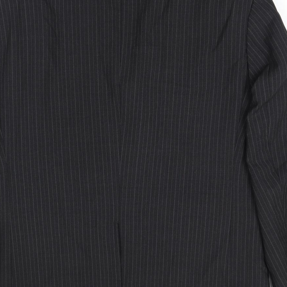 Marks & Spencer Mens Black Striped Polyester Jacket Suit Jacket Size 40 Regular