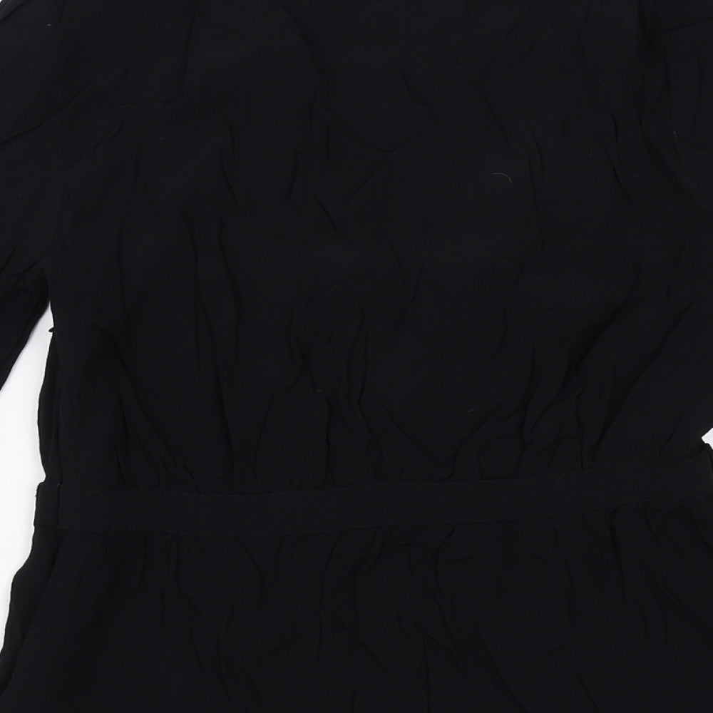 Topshop Womens Black Viscose Basic Blouse Size 10 V-Neck