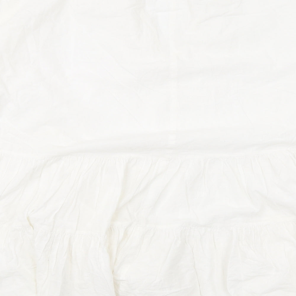 H&M Womens White Cotton Trapeze & Swing Size S V-Neck Pullover