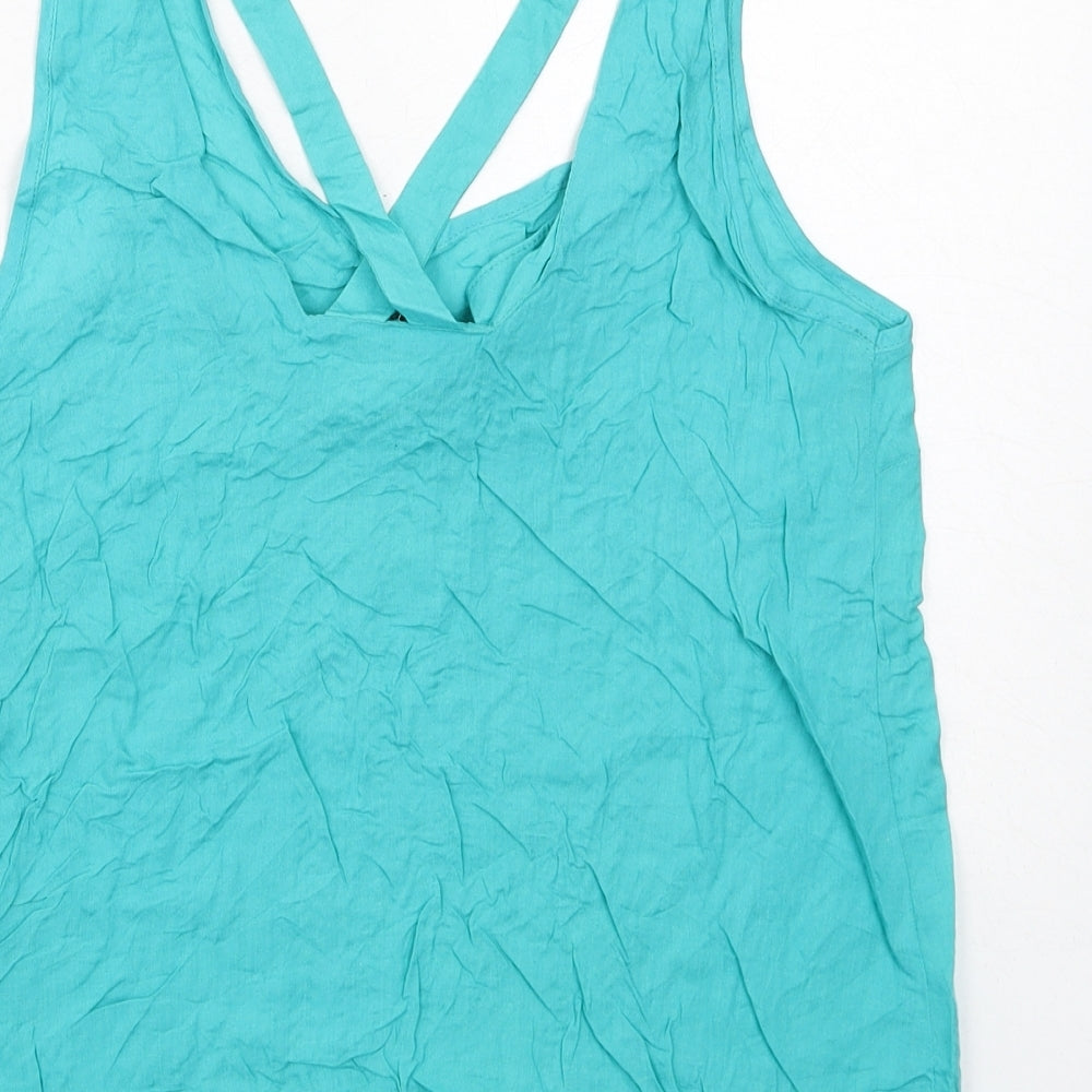 Topshop Womens Blue Viscose Basic Tank Size 8 Round Neck