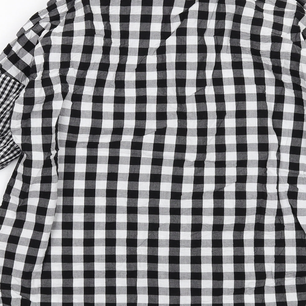 Violet Romance Womens Black Check Cotton Basic Button-Up Size 10 Collared