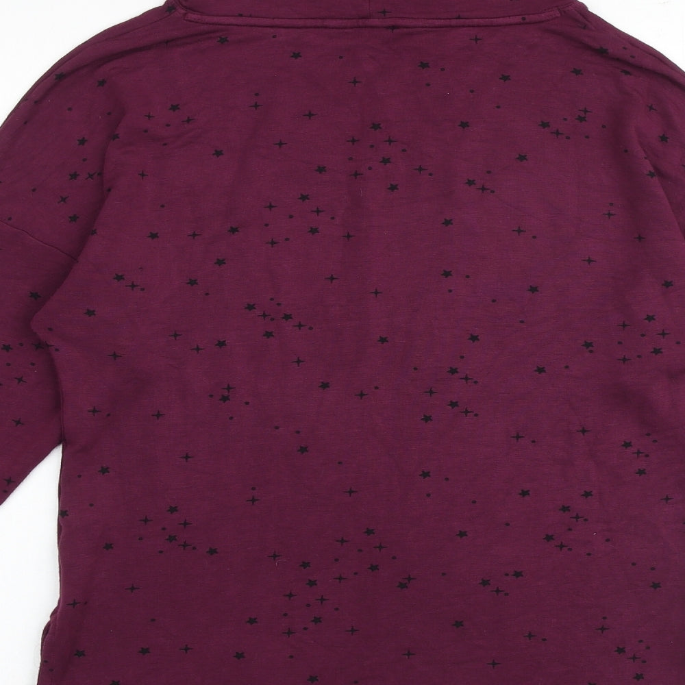 Marks & Spencer Womens Purple Geometric Viscose Pullover Sweatshirt Size 6 Pullover - High Neck Drawstring