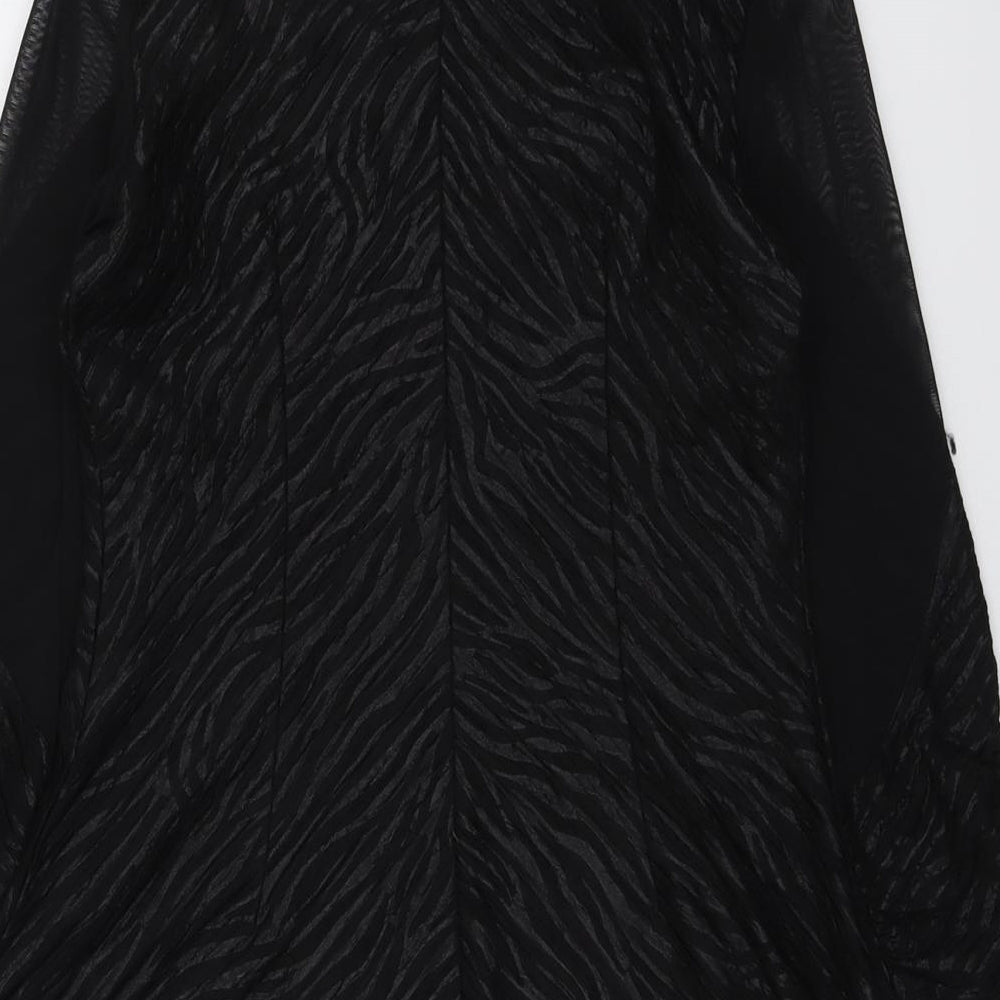 Picadilly Womens Black Animal Print Polyester Basic Blouse Size XS Round Neck - Zebra Pattern