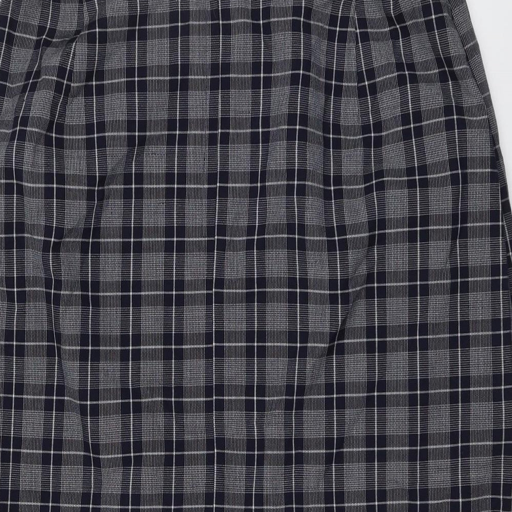 Compliments Womens Blue Plaid Polyester A-Line Skirt Size 32 in Zip