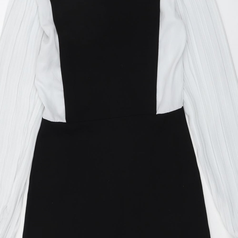 River Island Womens Black Colourblock Viscose A-Line Size 6 Round Neck Pullover