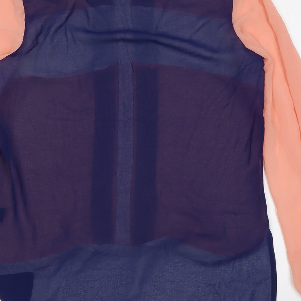 BCBGMAXAZRIA Womens Multicoloured Geometric Polyester Basic Blouse Size XS Round Neck