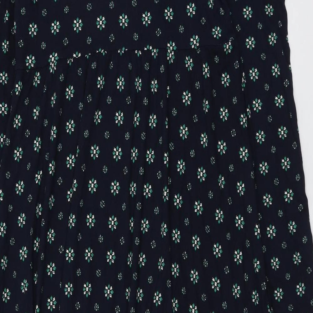 Marks and Spencer Womens Blue Geometric Viscose Trapeze & Swing Size 10 Round Neck Tie