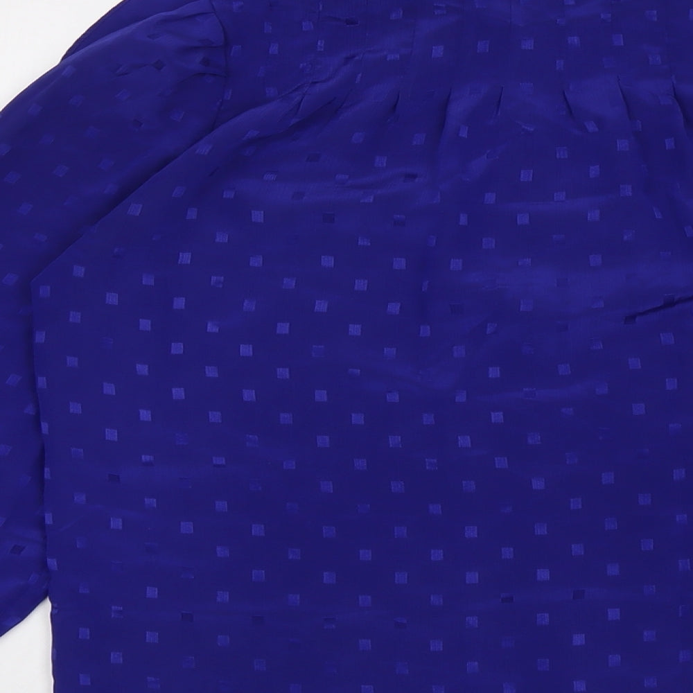 Reldan Womens Blue Geometric Polyester Basic Button-Up Size S Collared