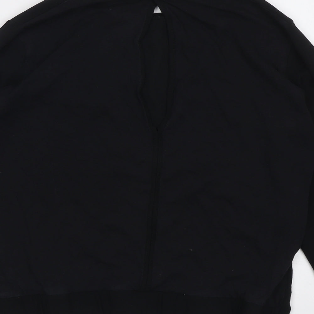 Zara Womens Black Polyester Basic Blouse Size S Round Neck