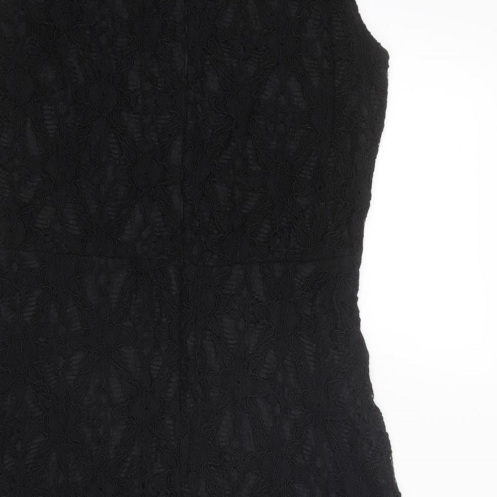 H&M Womens Black Geometric Viscose Shift Size M Round Neck Zip