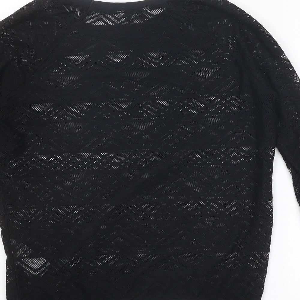 New Look Womens Black Polyester Basic Blouse Size 6 Round Neck