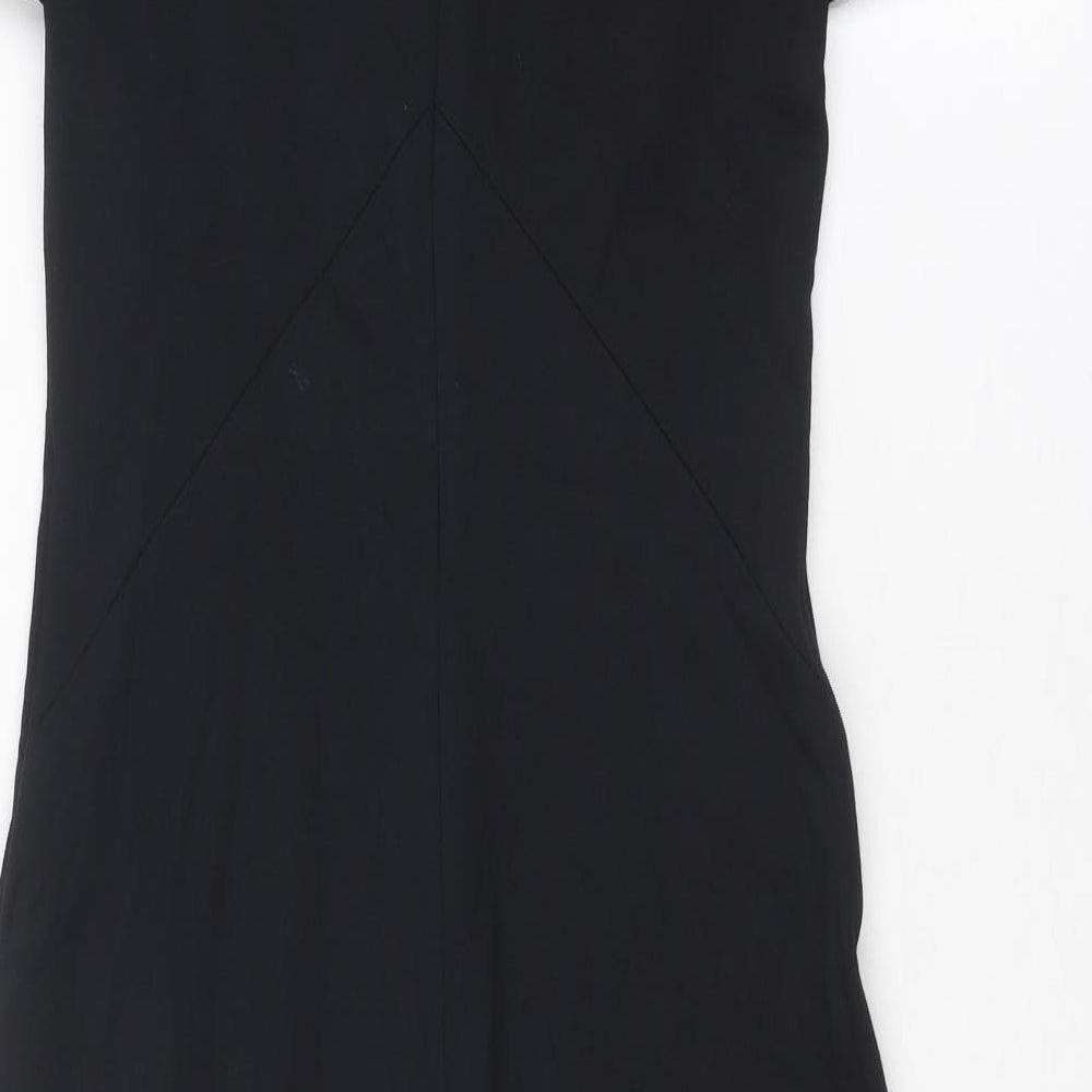 Marks & Spencer Womens Black Viscose A-Line Size 6 V-Neck Zip