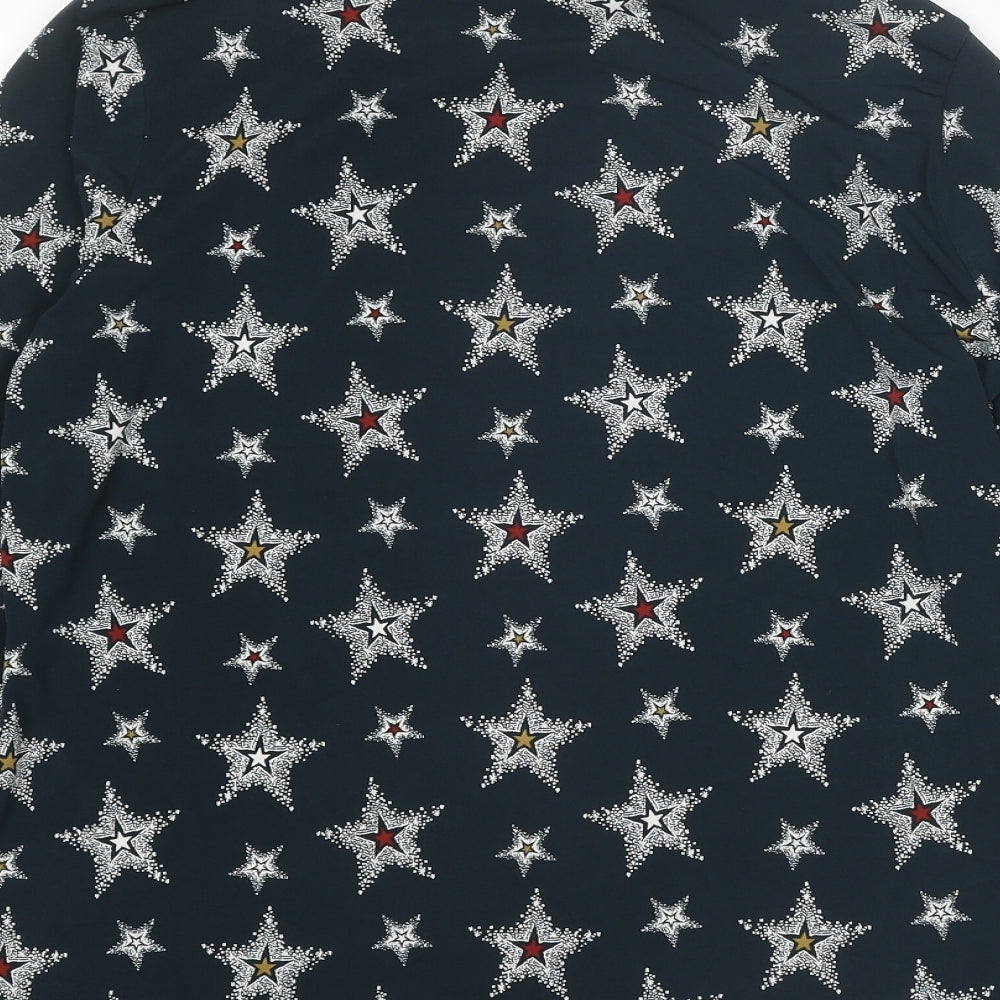 NEXT Womens Grey Geometric Polyester Basic Blouse Size 14 Round Neck - Star Print