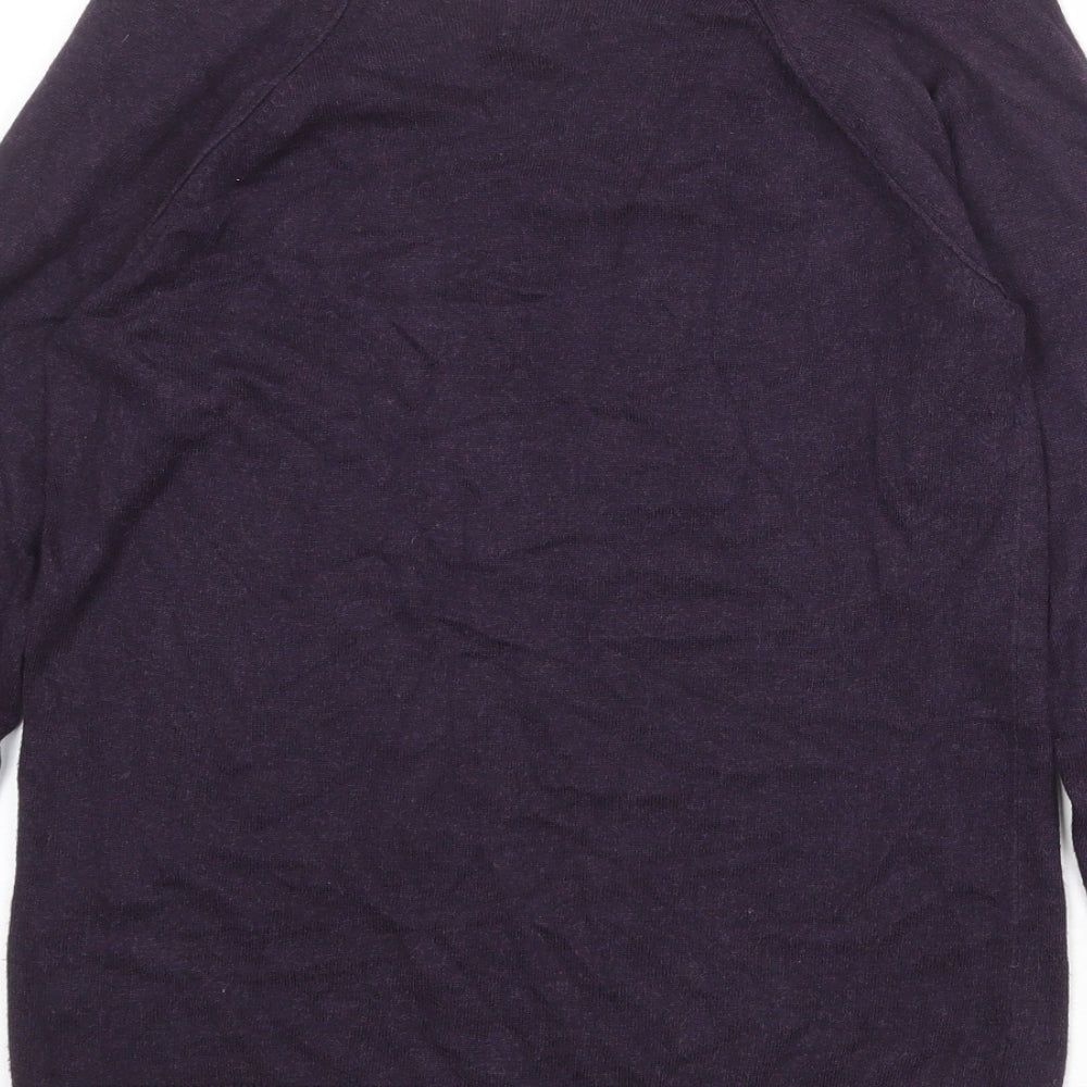 River Island Womens Purple V-Neck Cotton Pullover Jumper Size 14