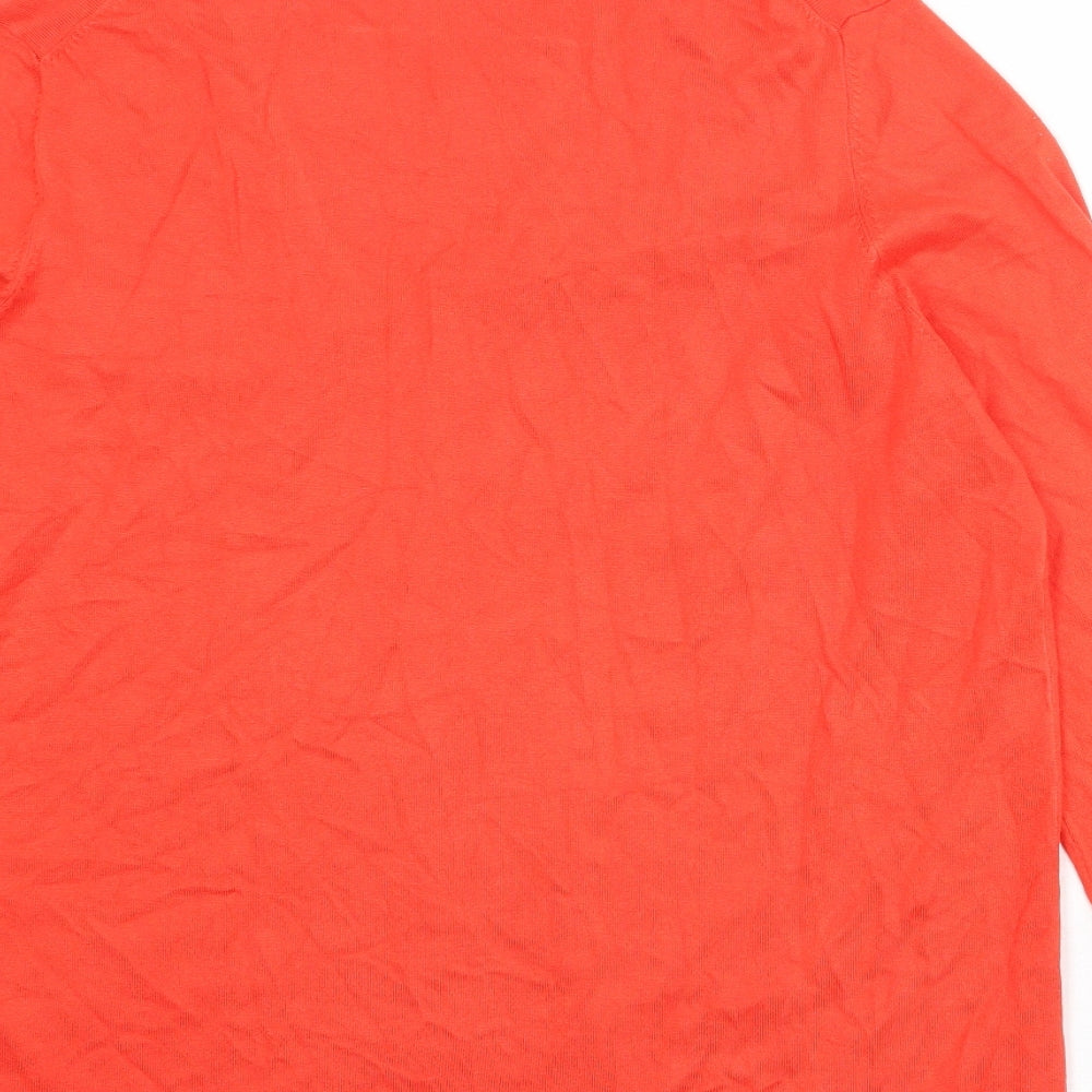 Monoprix Womens Red V-Neck Viscose Pullover Jumper Size XL