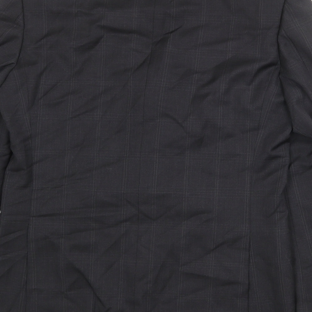 Marks & Spencer Mens Black Check Wool Jacket Suit Jacket Size 38 Regular