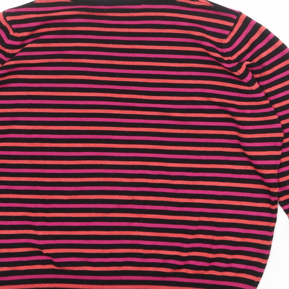 Marks and Spencer Womens Multicoloured Round Neck Striped Acrylic Pullover Jumper Size 14