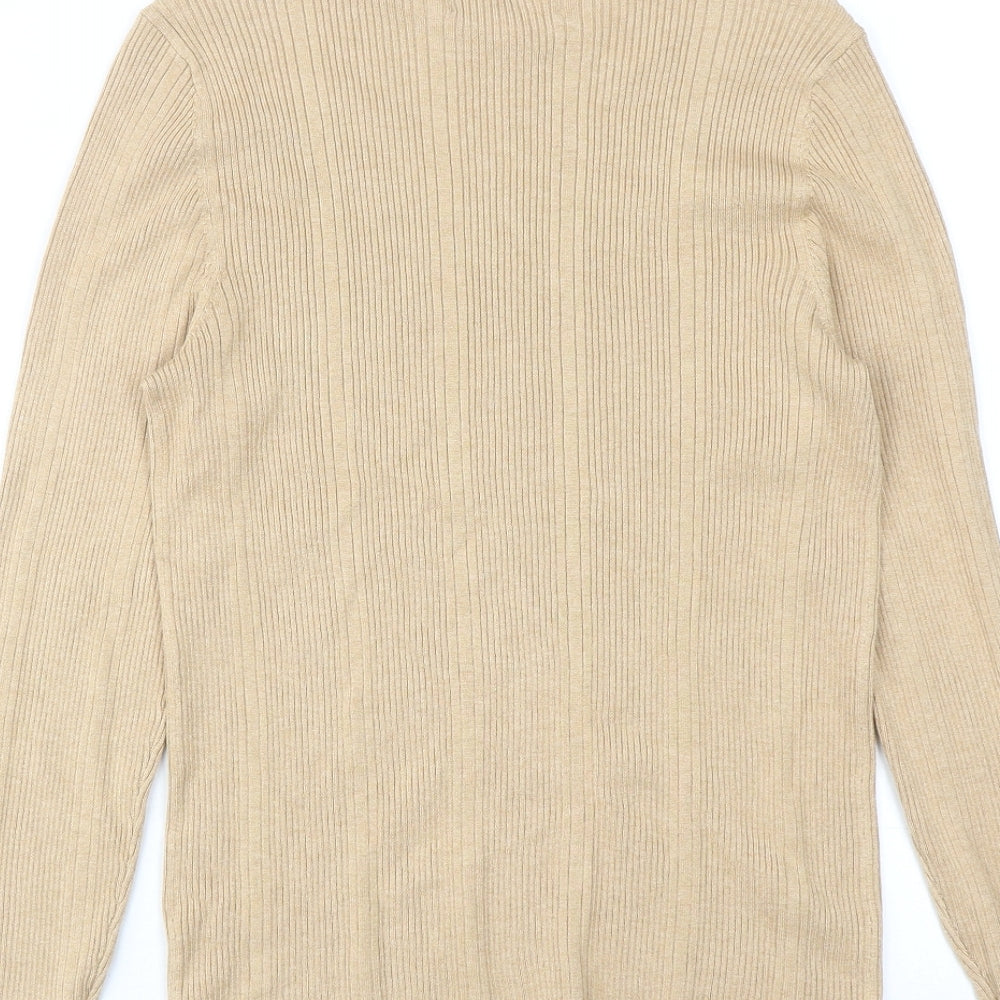 Marks & Spencer Womens Beige Round Neck Acrylic Pullover Jumper Size 12