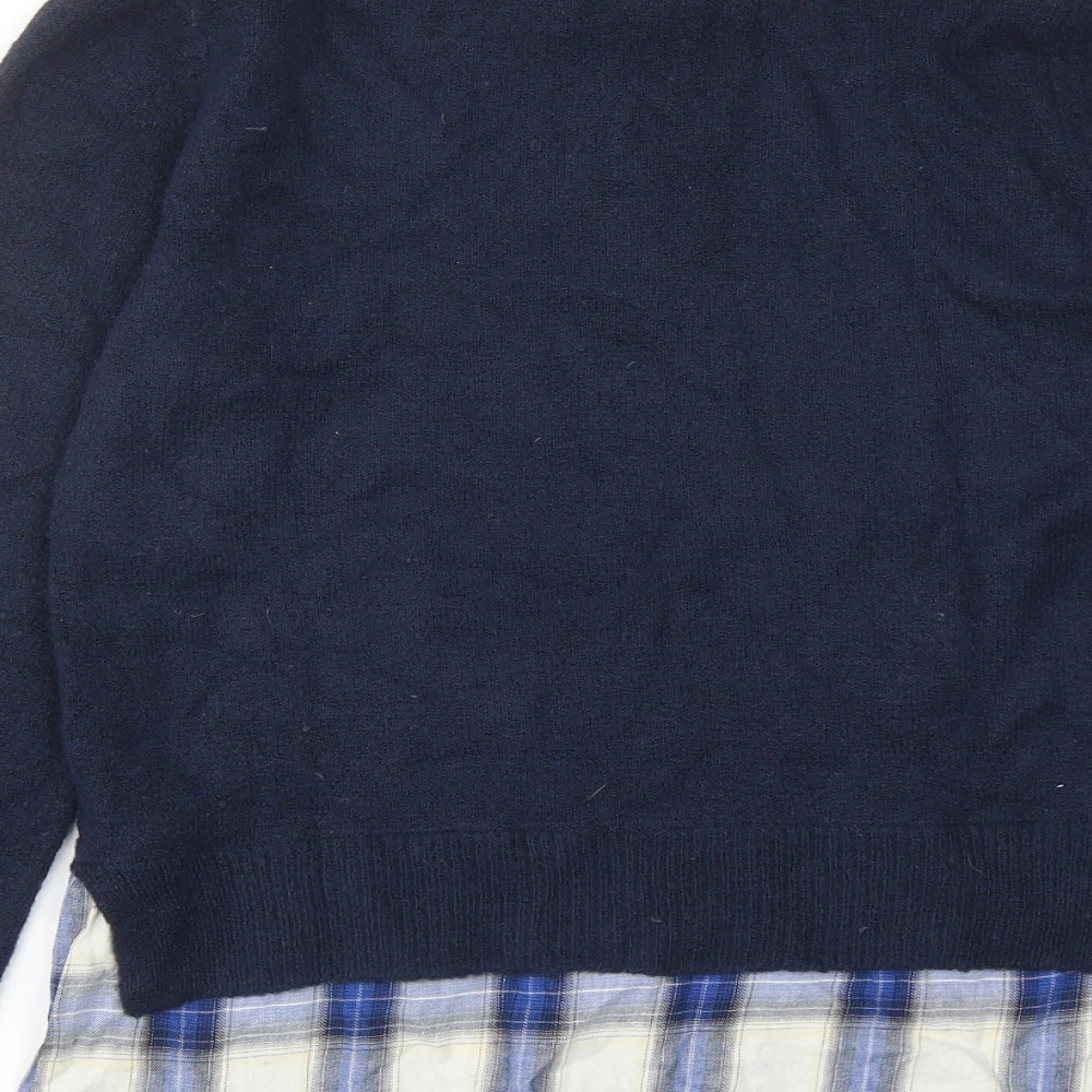 Oasis Womens Blue Round Neck Acrylic Pullover Jumper Size S