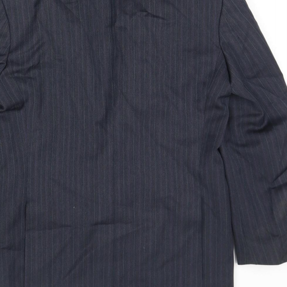 Marks & Spencer Mens Grey Striped Polyester Jacket Suit Jacket Size 36 Regular