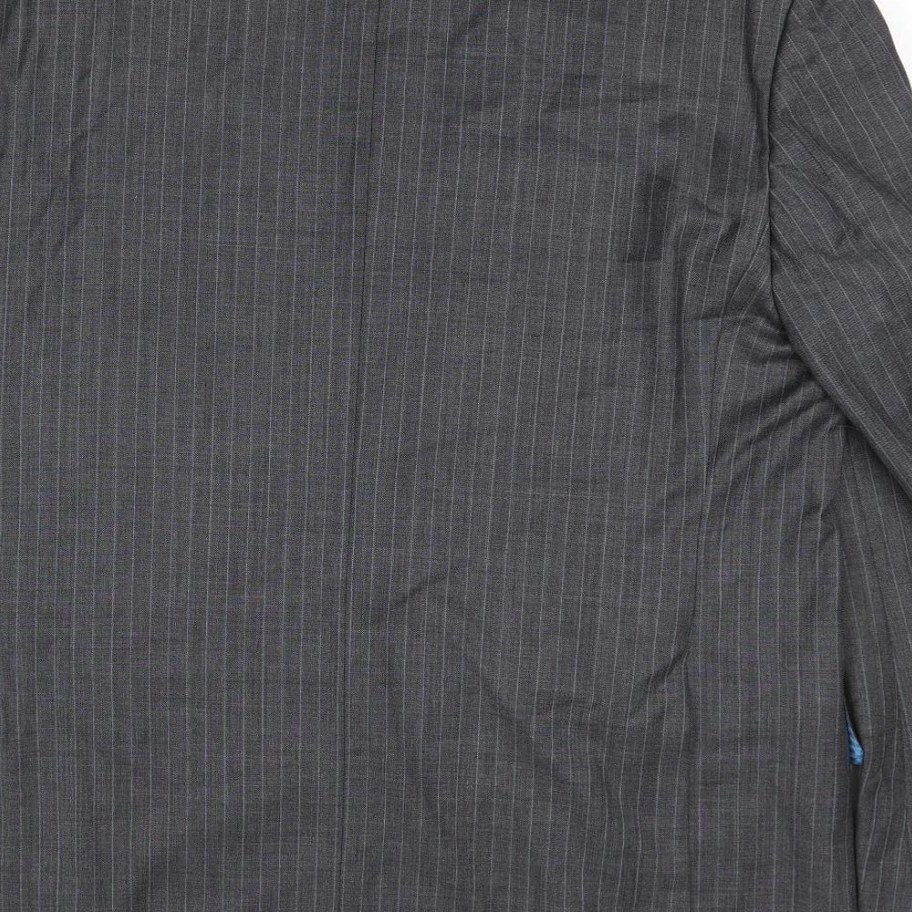 Marks & Spencer Mens Grey Striped Wool Jacket Suit Jacket Size 46 Regular