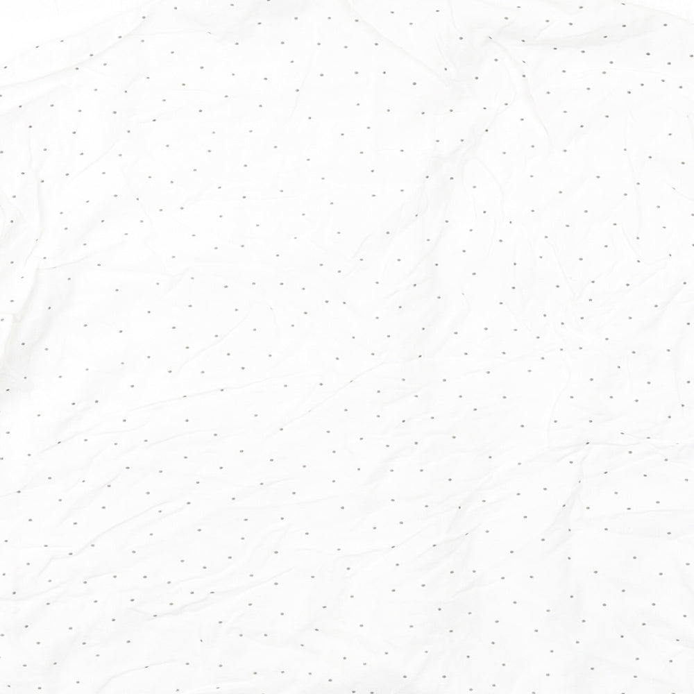 Zara Womens White Polka Dot Viscose Basic Button-Up Size M Collared