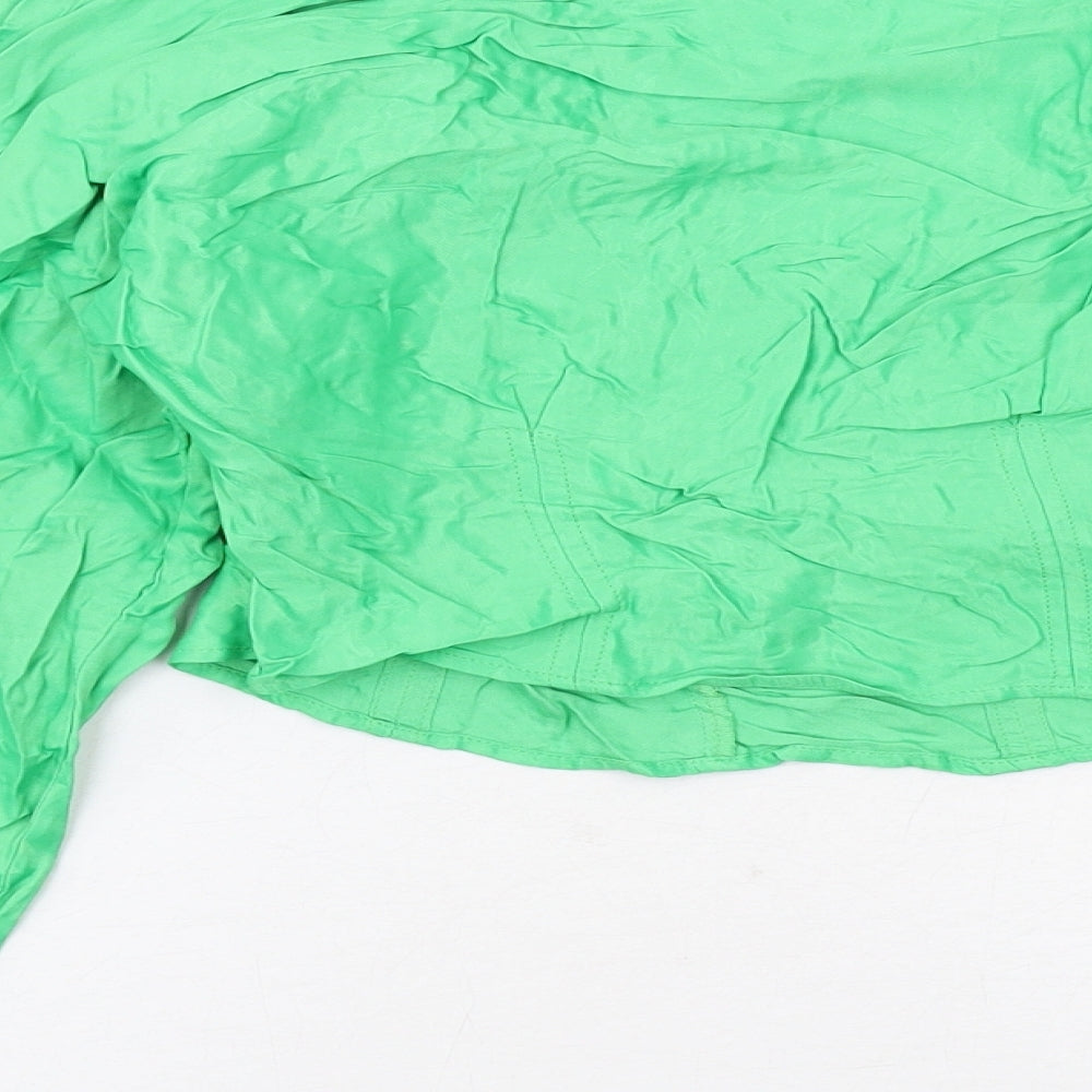Zara Womens Green Viscose Basic Blouse Size S V-Neck