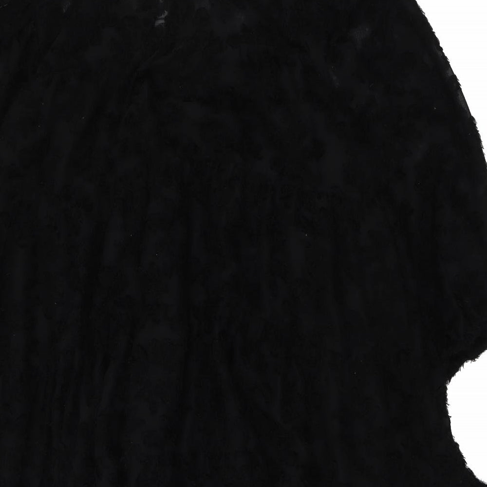 Zara Womens Black Polyester A-Line Size S Round Neck Button
