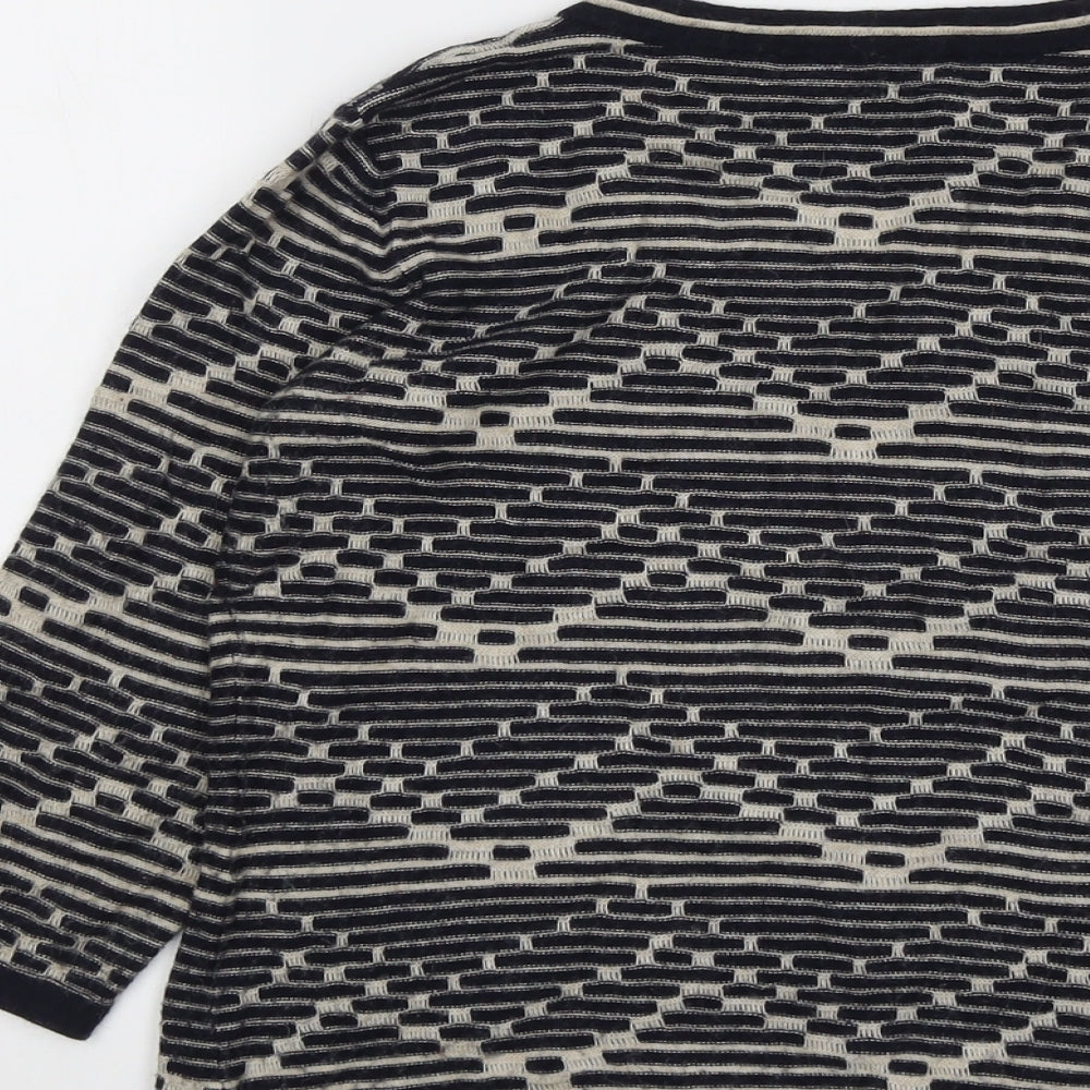 Country Casuals Womens Blue Square Neck Geometric Acrylic Pullover Jumper Size M