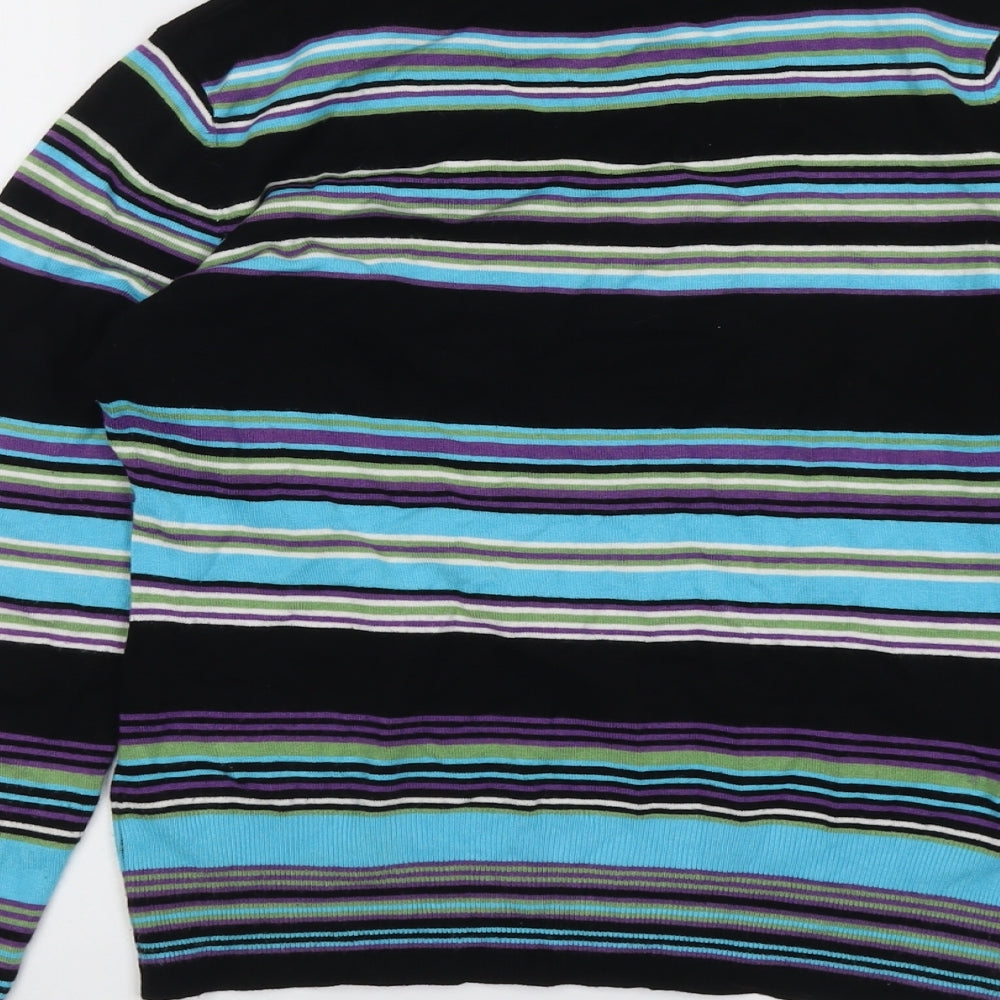 Sasha Womens Multicoloured V-Neck Striped Viscose Pullover Jumper Size M
