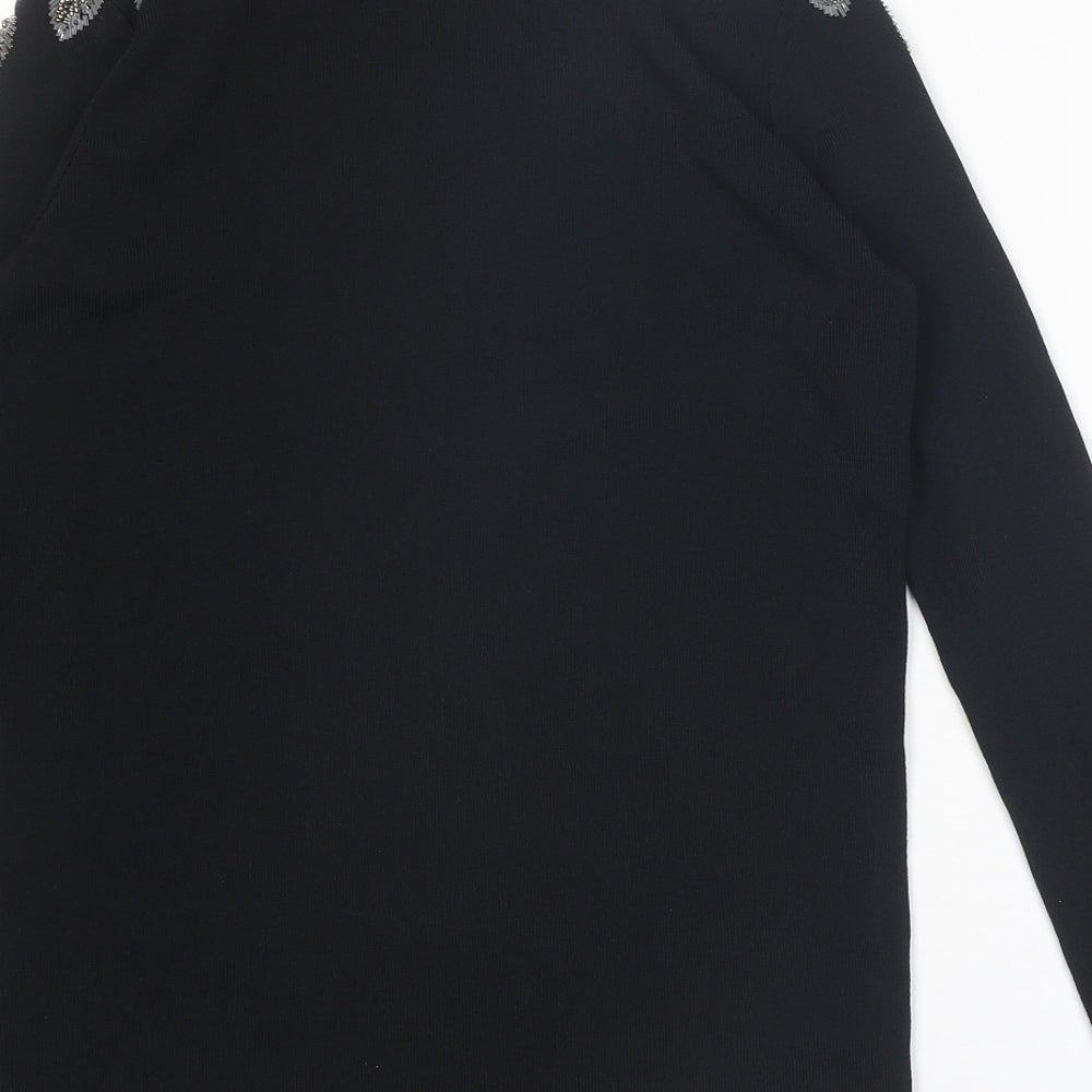 Zara Womens Black Polyester Basic Blouse Size S Round Neck