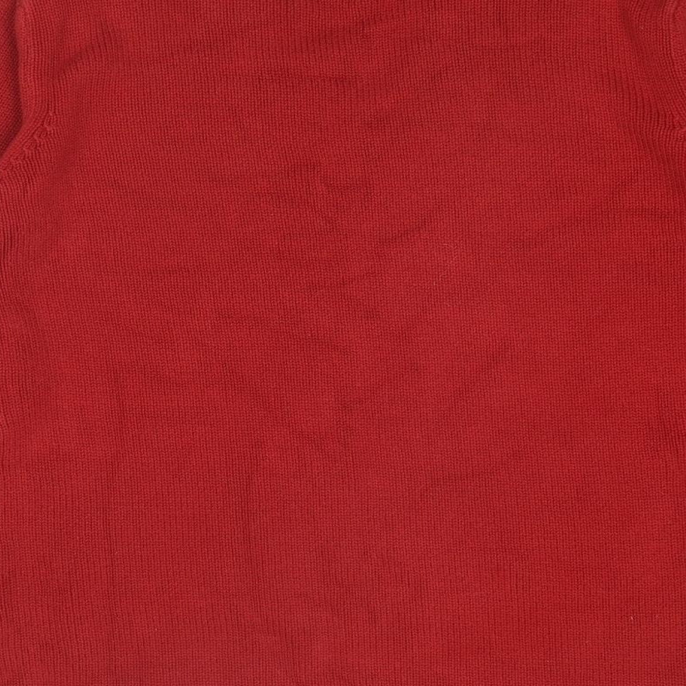 Jumper Womens Red V-Neck Acrylic Pullover Jumper Size L