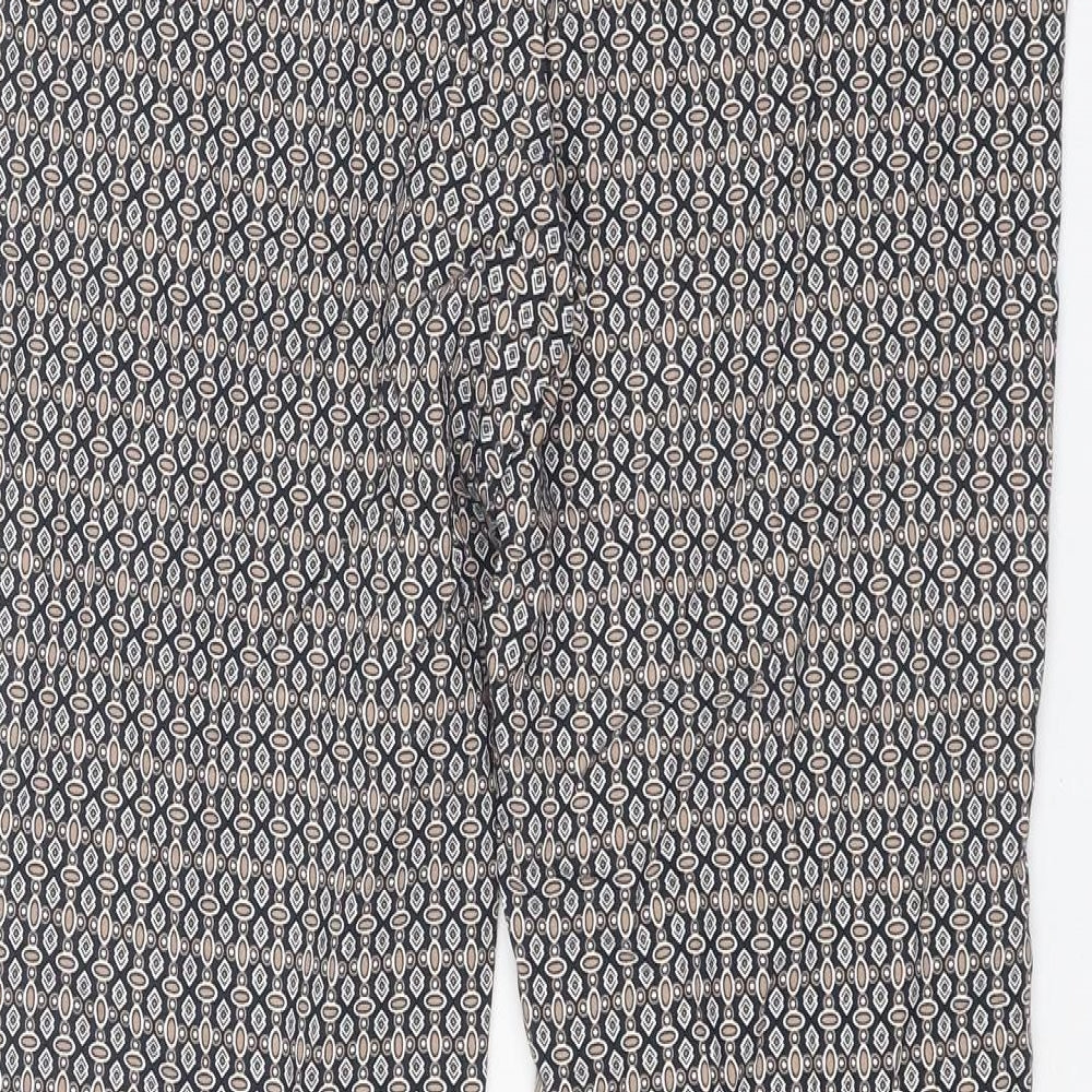 Dunnes Stores Womens Multicoloured Geometric Viscose Trousers Size 10 Regular Zip