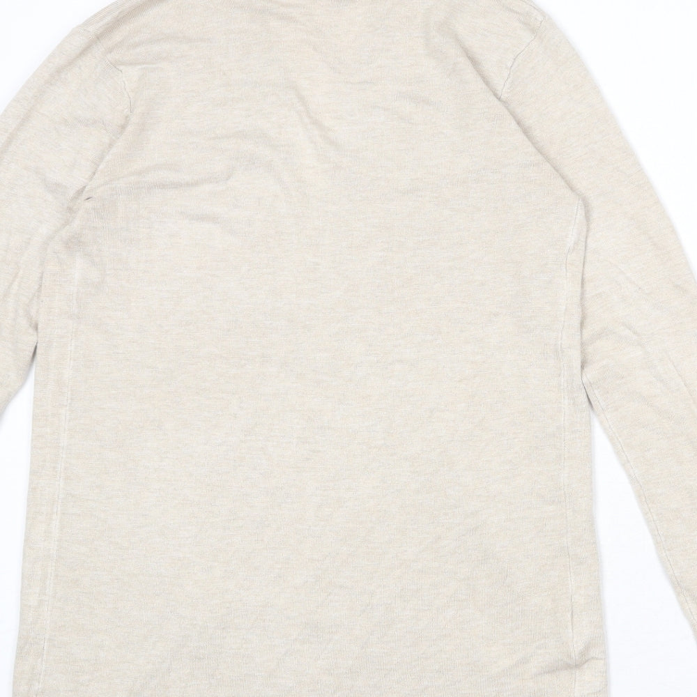Mango Womens Beige V-Neck Viscose Cardigan Jumper Size XS