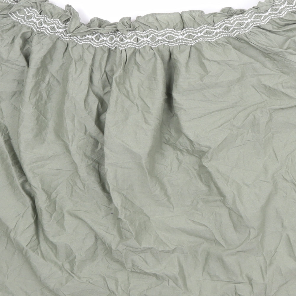 Marks & Spencer Womens Green Cotton Basic Blouse Size 10 Round Neck