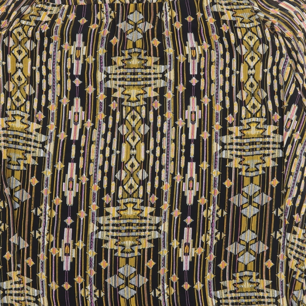 H&M Womens Multicoloured Geometric Polyester A-Line Size 14 Boat Neck Button