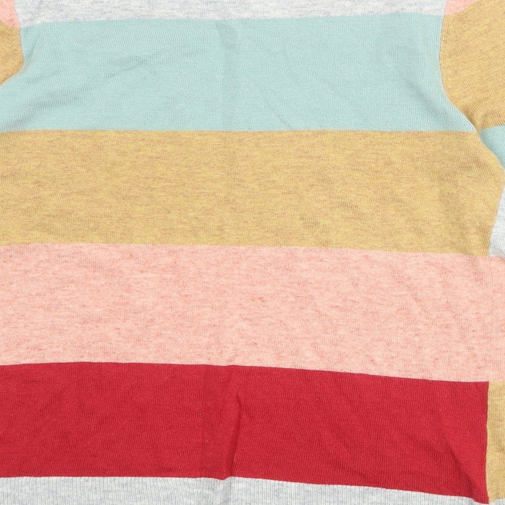 Monsoon Womens Multicoloured Round Neck Geometric Nylon Pullover Jumper Size M