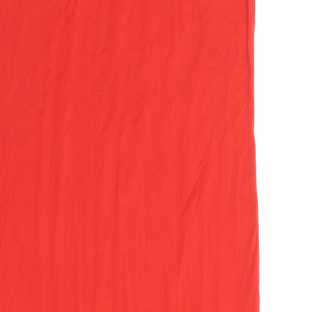 Topshop Womens Red Viscose Bodycon Size 10 Boat Neck Pullover