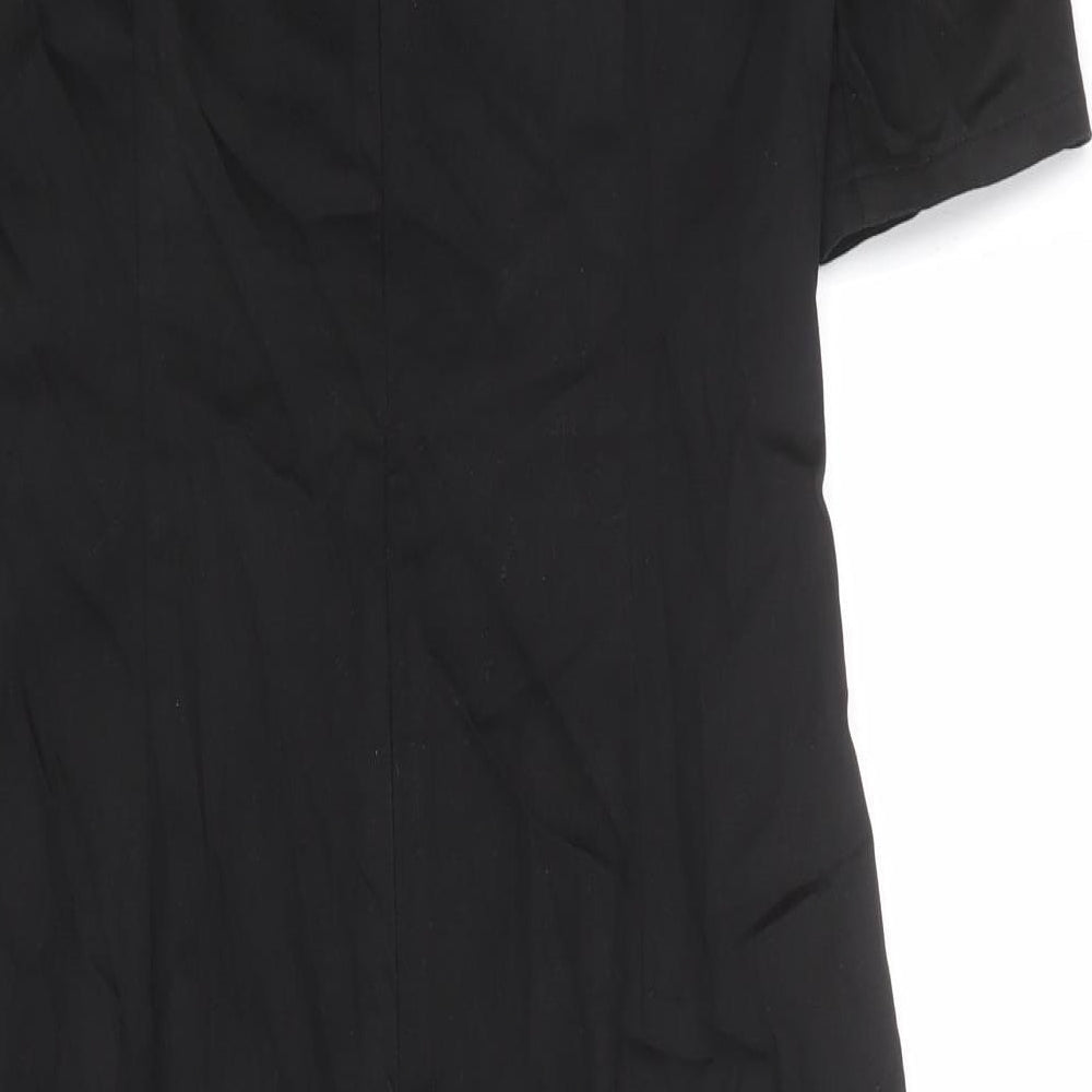 Per Una Womens Black Geometric Cotton Shift Size 12 Round Neck Zip